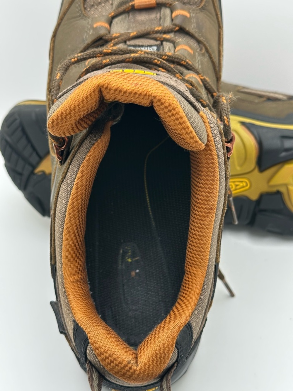 KEEN Men's Brown Orange Waterproof Hiking Shoes American Built Work Sz 10.5 - Picture 10 of 14